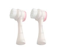 SUPVOX Cepillo facial manual de 2 piezas herramientas de cuidado de la piel para quitar la espinilla de mango largo suave (rosa)