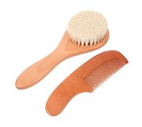 SUPVOX Cepillo y Peine para Bebés de Lana de Oveja Cuidado del Cabello Masaje Relajante Cepillo Infantil Suave Peine de Madera para Recién Nacido Portátil para Baño y Viaje