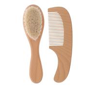 SUPVOX Cepillo y Peine para Niña Recién Nacido Cepillo Suave para Baño y Limpieza del Cabelludo con Mango de Madera Cuidado para Niñas