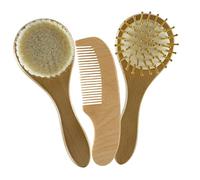 SUPVOX Cepillos de Lana para Bebés y Peine de Madera Cuidado Suave del Cabello para Recién Nacidos y Pequeños con Caja para Masaje del Cabelludo y Estimulación del Crecimiento del