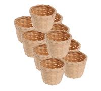 SUPVOX Cesta de Almacenamiento Pequeña Tejida a Mano de Bambú, Juego de 10 Piezas para Decoración de Escritorio y Hogar, Cesta Portátil para Frutas y Flores Artificiales, Estilo Rústico