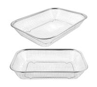SUPVOX Cesta de Drenaje para Verduras de Cocina 2 Piezas, Colador Rectangular Pequeño 30x22 Cm de Acero Inoxidable Grueso Malla Fina para Escurrir Frutas y Alimentos, Multiusos