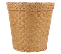 SUPVOX Cesto de Basura Tejida de Paja Natural, Cubo de Basura de Estilo Vintage para Oficina y Hogar, Cesta Alta y Estrecha en Color Original, Papelera Decorativa para Escritorio