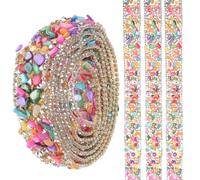 SUPVOX Cinta de Gemas de Imitación Artesanal 1 Metro Piedras Multicolor y Gemas Blancos Adhesivos para Decoración de Ropa Manualidades y Disfraces Adorno Resistente y Versátil