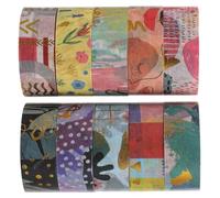 SUPVOX Cinta Washi Decorativa de Washi Tape Adhesiva para Manualidades 10 Rollos de Cinta Adhesiva para Bricolaje Diseño Geométrico y Estampado en Dorado 3 M por Rollo Adecuado para