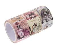 SUPVOX Cintas Washi Adhesivas Pegatinas de Sellos Vintage 25mm X 5m, 3 Rollos para Decoración de Cuadernos y Scrapbooking DIY, Accesorios para Manualidades Artísticas Estilo Aleatorio