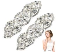 SUPVOX CinturóN Nupcial De 2 Piezas Con Apliques De Diamantes De ImitacióN, CinturóN De Cristal Para Vestidos De Novia, DecoracióN De Cintura Para Mujer, Ideal Para Bodas Y Fiestas (Plata Y Diamante)