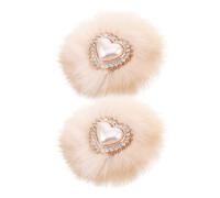 SUPVOX Clips para Zapatos de Tacón Alto de Felpa Color Beige Crema, Hebillas Decorativas Extraíbles para Mujer, 2 Unidades, Adornos Esponjosos Ideales para Bodas y Eventos Formales