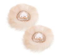 SUPVOX Clips para Zapatos de Tacón Alto Esponjosos de Felpa Color Crema Claro, 2 Piezas, Accesorio Decorativo para Boda y Fiesta, Embellecimiento Femenino Pompones Suaves