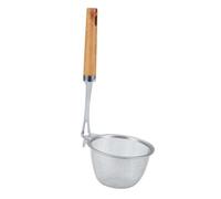 SUPVOX Colador de Acero Inoxidable 304 Mango de Madera, Espumadera Coladora Multifuncional para Cocina, Filtro de Malla para Fideos y Verduras, Utensilio para Ollas Calientes, Adecuado