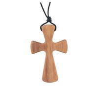 SUPVOX Collar Colgante de Cruz de Madera de Olivo, Ajustable para Mujer y Hombre, Diseño Artesanal Tallado a Mano, Joyería Religiosa Vintage para Ocasiones Obsequios