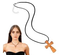 SUPVOX Collar Colgante de Cruz de Madera de Olivo Tallado a Mano, Collar de Cadena para Mujer Vintage, Accesorio Decorativo para Bodas, Fiestas y Uso Diario, Obsequio Especial