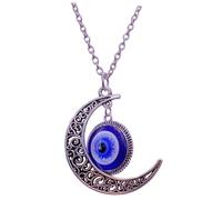SUPVOX Collar Colgante de Mal de Ojo Azul Turco Luna, Cadena Creativa Unisex para Mujer, Decoración de Cuello de Moda, Joyería Colgante para Obsequio