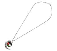 SUPVOX Collar con Colgante Calado de Luna Creciente y Bandera de Palestina Cadena Pequeña de Aleación Plateada para Hombre y Mujer Joyería Decorativa para Uso Diario y Obsequio