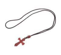 SUPVOX Collar de Cruz de Madera Natural Talla Mediana, Colgante Crucifijo Tallado a Mano en Madera de Sangre, Joyería Cristiana para Hombres y Mujeres, Accesorio Religioso para Uso