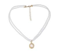 SUPVOX Collar de Perlas Doble Capa Colgante Vintage para Mujer Cadena de Clavícula Elegante Adorno de Cuello para Fiestas y Uso Diario