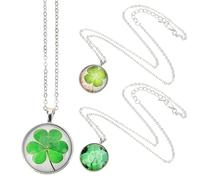 SUPVOX Collar de Trébol de Cuatro Hojas Colgante de Gema, 3 Piezas de Plata, Delicados Collares Decorativos para Mujer, Joyería Ligera para Uso Diario y Obsequio