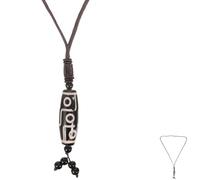 SUPVOX Collar Tibetano Colgante de Ágata Negra 9 Ojos Joyería Tibetana para Mujer Amuleto Budista de Protección Cadena Étnica Ajustable para Uso Diario y Ocasiones Obsequios
