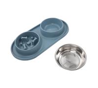 SUPVOX Comedero Doble para Mascotas Antiasfixia Cuencos de Acero Inoxidable Azul, Tamaño Pequeño para Perros y Gatos, Alimentación Lenta Adecuado para Reducir Atragantamiento en Casa