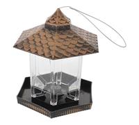 SUPVOX Comedero para Pájaros Colgante de Metal en Color Cobre Antiguo, con Ventana Transparente y Capacidad Grande, Resistente Intemperie para Jardín, Patio y Balcón, Adecuado