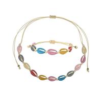 SUPVOX Conjunto Ajustable de Pulsera y Collar de Conchas Marinas de Aleación Pintura a Mano Color Blanco Tejido Cómodo y Diseño Bohemio para Joyería de Playa y Vacaciones
