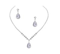 SUPVOX Conjunto de Joyas Mujer Gargantilla y Pendientes de Cristal en Aleación y Rhinestone Plata, Diseño Romántico y Acabado Exquisito para Fiesta y Año