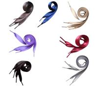 SUPVOX Cordones de Satén Planos para Zapatos 120 Cm, Set de 7 Pares en Colores Candy (azul Oscuro, Plateado, Caqui, Morado, Marrón, Rojo Oscuro y Negro) para Botas, Zapatillas y