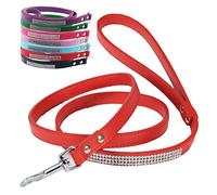 SUPVOX Correa De Perro PU con Strass Brillantes Correa para Entrenamiento y Paseo De Mascotas para Perros Pequeños y Gatos Rojo