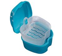 SUPVOX cuadro de la prótesis con el caso de almacenamiento portátil tapa del colador de viajes para el hogar uso diario (azul cielo)