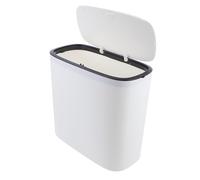 SUPVOX Cubo de Basura Doméstico de Plástico 12l con Tapa Pulsador, Diseño Estrecho para Baño, Cocina y Oficina, Cubo de Basura Empuje para Espacios Reducidos, Contenedor Práctico