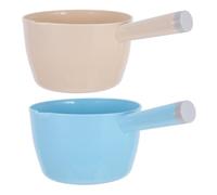 SUPVOX Cucharón de Agua de Plástico para Cocina, Estilo Japonés, Tamaño Pequeño, Color Azul y Beige, Juego de 2 Piezas, Pala Multiusos para Hogar, Adecuado para Lavar Frutas, Verduras