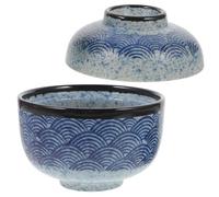 SUPVOX Cuenco de Cerámica Japonesa Tapa 250 Ml para Sopa Miso, Tazón Pequeño para Guisar y Vapor, Accesorio de Cocina Práctico y Multifunción para Microondas, Estilo Ondulado