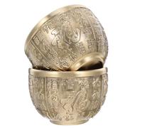 SUPVOX Cuenco Decorativo de Latón Puro 2 Piezas, Cuenco de Dinero Chino para Oficina y Escritorio, Adorno de Mesa Feng Shui para Riqueza y Suerte, Decoración del Hogar y Oficina