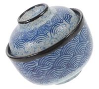 SUPVOX Cuenco Japonés de Cerámica Tapa 250 Ml, Cuenco Pequeño Cubiloso Multifunción para Sopa Miso, Vapor y Estofado, Recipiente de Cocina para Hogar y Restaurante