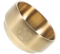 SUPVOX Cuenco Ritual de Cobre Diseño Pentagrama, Cuenco de Ofrenda Wicca Dorado para Altar, Soporte para Incienso y Vela, Decoración Pagana para Altares Rituales en Hogar