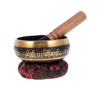 SUPVOX Cuenco Tibetano De Cobre 8.5 Cm 3 Piezas Para Meditación y Yoga Varilla De Madera y Cojín, Herramienta Terapéutica Portátil Para Relajación y Mindfulness