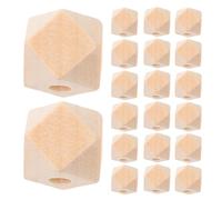 SUPVOX Cuentas de Madera Geométricas Facetadas sin Pintar de 14 MM 50 Unidades Espaciadoras Poligonales Octogonales para Manualidades Pulseras y Bisutería DIY