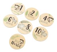 SUPVOX Decoracion Colegio 7 Tarjetas Redondas de Madera Crecimiento Mensual del Recién Nacido, Ideales como Tarjetas de Hitos para Fotos y Regalos