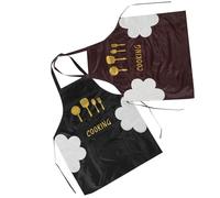 SUPVOX Delantal de Cocina para Mujer 2 Piezas Negro Marrón con Peto y Bolsillos Ajuste Regulable Resistente al Aceite Adecuado para Uso Doméstico y Hornear