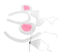 SUPVOX Diadema de Ratón Orejas y Pajarita Ajustable Kit de 4 Piezas para Disfraz Infantil y Adulto Color Blanco Nariz de Algodón Accesorios para Fiestas Halloween y Cumpleaños