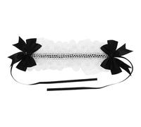 SUPVOX Diadema Lolita Lazo de Encaje Negro, Banda Cabello Volantes Fruncidos, Accesorio Feminino para Mujer y Niña, Adecuado para Cosplay, Fiestas y Disfraces, Talla Elástica Ajustable