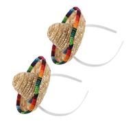 SUPVOX Diadema Mini Sombrero Mexicano de Paja de Tela 16 Cm, 2 Piezas, Accesorios para Fiestas Cinco de Mayo y Disfraces, Decoración Temática Mexicana y Accesorios para Fotos