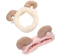 SUPVOX Diadema para Lavarse la Cara y Maquillaje, Diadema de Felpa Elástica Suave, Accesorios de Pelo para Mujer, Uso en Spa y Limpieza Facial, Set de 2 Unidades Rosa y Beige