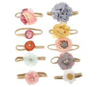 SUPVOX Diademas Elásticas para Ñiño Flores, Set de 10 Piezas, Algodón, Colores Variados, para Recién Nacidos y Niñas Pequeñas, Accesorios para Baby Shower y Fotografía