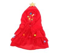 SUPVOX Disfraz Navideño para Mascotas de Árbol con Estrella y Pompones Traje de para Perros y Gatos con Capucha para Cachorros Pequeños Fiestas y Sesiones Fotográficas