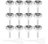 SUPVOX Embudos Pequeños de Metal Mini para Rellenar Botellas de Perfume y Líquidos, Kit de 12 Piezas con 10 Embudos Tamaño Pequeño Plateados y 2 Pipetas de 3 Ml, Accesorios