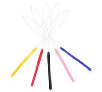 SUPVOX Enhebradores de Aguja de Metal para Cabello, 5 Piezas Multicolor (negro, Amarillo, Rojo, Azul, Rosa), Agujas de Crochet Reutilizables para Trenzas y Rastas, Herramienta para Tejer