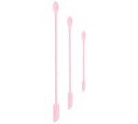 SUPVOX Espátulas de Silicona para Cosméticos 3 Piezas, Mini Espátulas Faciales Rosas para Aplicar Loción y Maquillaje, Raspadores Versátiles para Uso en Botellas y Crema, Utensilios