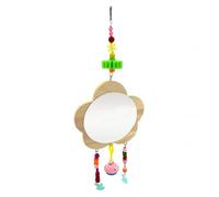 SUPVOX Espejo Colgante de Madera para Mascotas Juguete Divertido con Campanas para y Accesorio Seguro y Duradero para Jaulas Entretenimiento para Aves Pequeñas Color