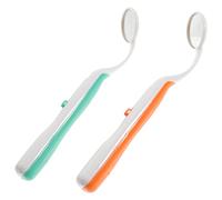 SUPVOX Espejo Dental Oral con luz LED Para Inspeccionar los Dientes y la Boca Cuidado Dental (Verde Naranja) 2 Unidades
